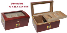 Glass Top Humidor with Digital Hygrometer - Dark Cherry