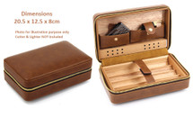 Leather travel cigar case - Light Brown