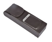 Two cigar brown leather holder with cutter