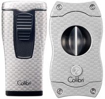 Colibri Monaco + V-Cut Gift Set - Silver Carbon Fibre
