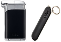Colibri Pacific Air Pipe Lighter  & Sherlock Pipe Tool gift set - Black