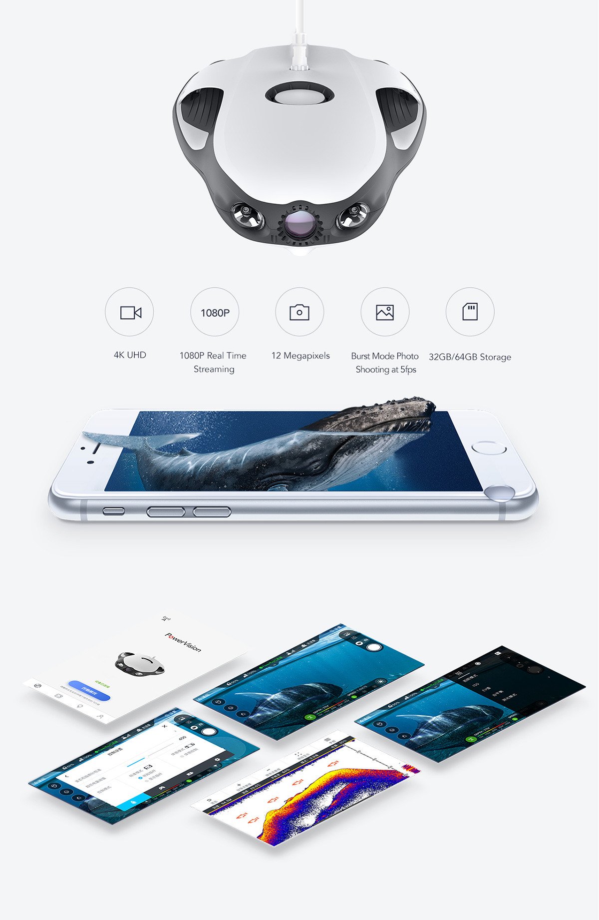 PowerVision PowerRay Wizard Sonar FishFinder | SkyDronesUSA