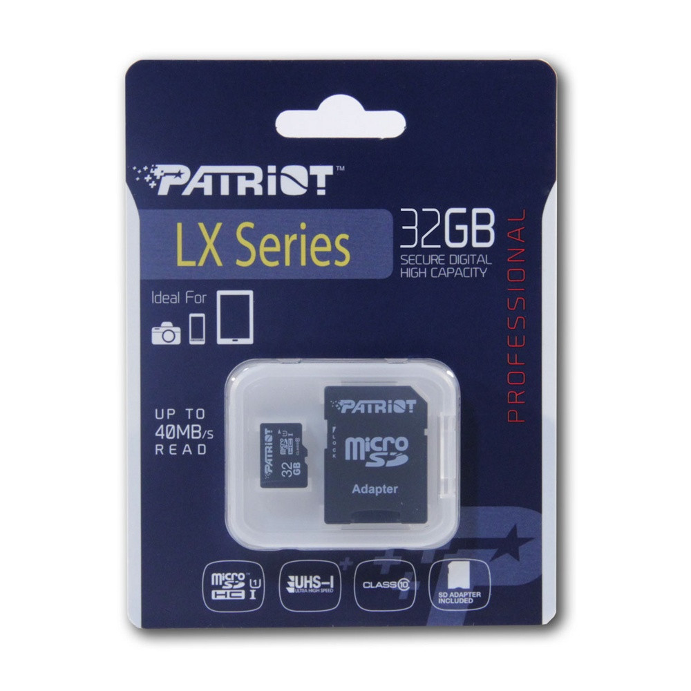 Lot De 5 Cartes MicroSD Patriot LX Series 32Go - Classe 10, UHS-I, U1 - Pour Smartphone, Tablette, Appareil Photo, Drone