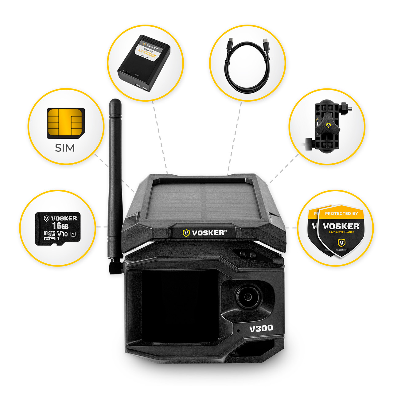 VOSKER V300 Solar Powered 4G-LTE Cellular Outdoor Security Camera (V300-US)