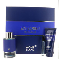 Mont Blanc Explorer Ultra Blue 3 Piece Gift Set with 3.3 Oz by Mont Blanc NEW For Men