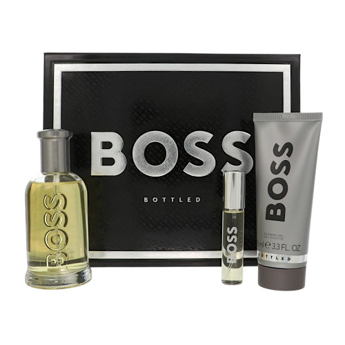 Boss Bottled By Hugo Boss 3 Piece Set For Men: 3.3 Oz Eau De Toilette Spray, 0.33 Oz Eau De Toilette Spray, 3.3 Oz Shower Gel For Men - Gift Set (3616305439451)