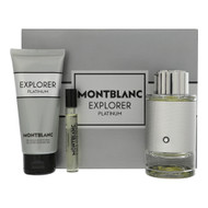 Mont Blanc Explorer Platinum By Mont Blanc 3 Piece Gift Set For Men - 3.3 Oz Eau De Parfum Spray, 0.25 Oz Eau De Parfum Spray, 3.3 Oz All Over Shower Gel For Men - Gift Set (3386460139199)
