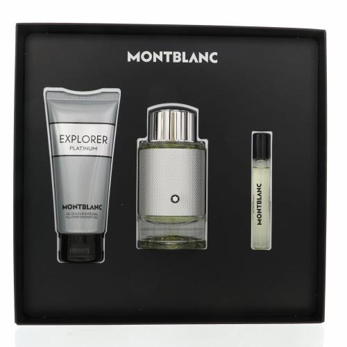 Mont Blanc Explorer Platinum By Mont Blanc 3 Piece Gift Set - 3.3 Oz Eau De Parfum Spray, 0.25 Oz Eau De Parfum Spray, 3.3 Oz All Over Shower Gel For Men - Gift Set (3386460139199)