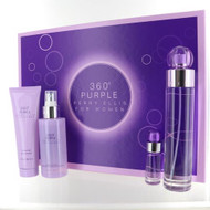 Perry Ellis 360 Purple 4 Piece Gift Set with 3.4 Oz by Perry Ellis NEW For Women