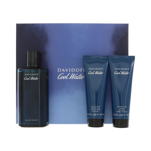 Cool Water By Davidoff 3 Piece Gift Set - 4.2 Oz Eau De Toilette Spray, 2.5 Oz All-In-One Shower Gel , 2.5 Oz After Shave Balm For Men - Gift Set (3616304957529)