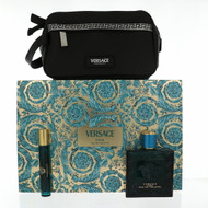 Versace Eros 3 Piece Gift Set - 3.4 Oz Eau De Toilette Spray, 0.3 Oz Eau De Toilette Spray,  Black Trousse by Versace Gift Set for Men