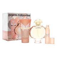 Paco Rabanne Olympea for Women 3 Piece Set with 2.7 Ounce Eau de Parfum Spray + 0.34 Ounce Eau de Parfum Spray + 2.5 Ounce Sensual Body Lotion