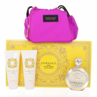 Versace Eros Pour Femme 4 Piece Gift Set - 3.4 Oz Eau De Parfum Spray, 3.4 Oz Bath & Shower Gel, 3.4 Oz Body Lotion,  Versace Soft Make Up Case by Versace Gift Set for Women