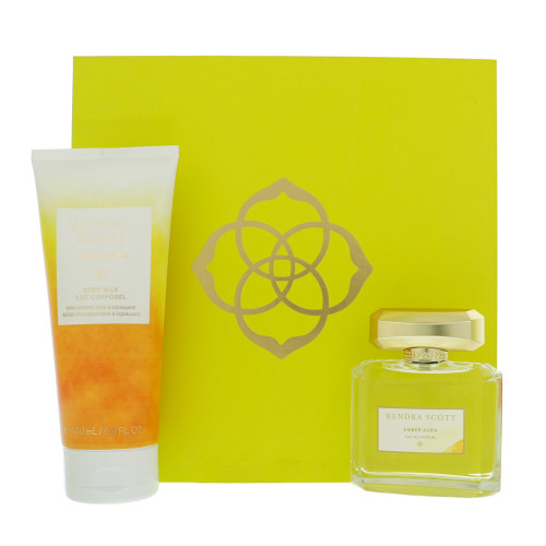 Amber Aura By Kendra Scott 2 Piece Gift Set - 2.5 Oz Eau De Parfum Spray, 6.8 Oz Body Milk For Women - Gift Set (840172705286)