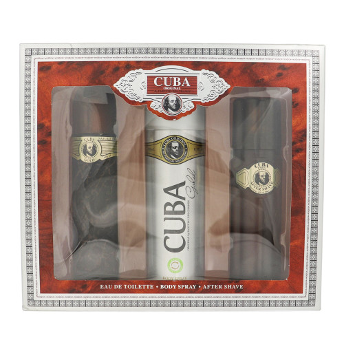 Cuba Gold By Cuba 3 Piece Gift Set - 3.3 Oz Eau De Toilette Spray, 6.6 Oz Body Spray, 3.3 Oz After Shave For Men - Gift Set (5425017732105)