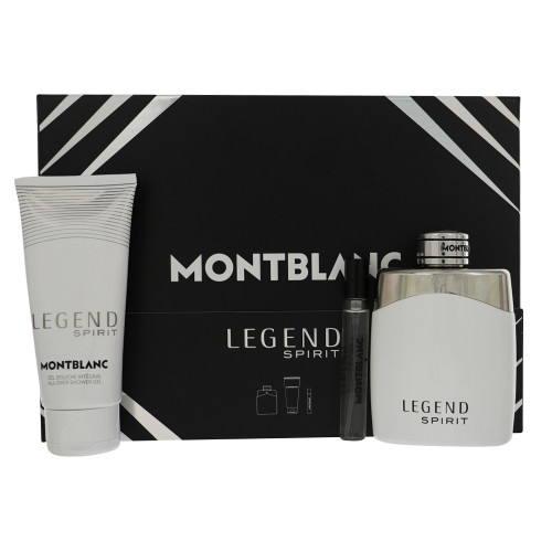 Mont Blanc Legend Spirit By Mont Blanc 3 Piece Gift Set - 3.3 Oz Eau De Toilette Spray, 0.25 Oz Eau De Toilette Spray, 3.3 Oz All - Over Shower Gel For Men - Gift Set (3386460145213)