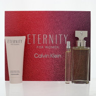 Eternity By Calvin Klein 3 Piece Gift Set - 3.3 Oz Eau De Parfum Spray, 0.33 Oz Eau De Parfum Spray, 3.3 Oz Body Lotion For Women - Gift Set (3616304966682)
