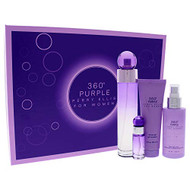 Perry Ellis 360 Purple By Perry Ellis 4 Piece Gift Set - 3.4 Oz Eau De Parfum Spray, 0.25 Oz Eau De Parfum Spray, 3.0 Oz Shower Gel, 4.0 Oz Body Mist Spray For Women - Gift Set (844061013308)