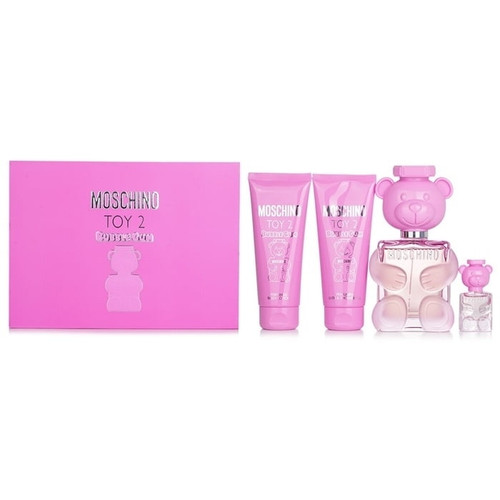 Moschino Toy 2 Bubble Gum By Moschino 4 Piece Gift Set - 3.4 Oz Eau De Toilette Spray, 0.3 Oz Eau De Toilette Spray, 3.4 Oz Body Lotion, 3.4 Oz Bath & Shower Gel For Women - Gift Set (8011003893805)