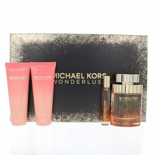 Michael Kors Wonderlust By Michael Kors 4 Piece Gift Set - 3.4 Oz Eau De Parfum Spray, 0.14 Oz Eau De Parfum Splash, 3.4 Oz Shower Gel, 3.4 Oz Body Lotion For Women - Gift Set (850049716475)