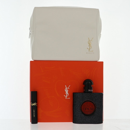 Black Opium By Yves Saint Laurent 3 Piece Gift Set - 1.6 Oz Eau De Parfum Spray, 0.06 Oz Mascara Volume Extreme,  Pouch For Women - Gift Set (3614274121377)