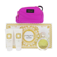 Versace Eros Pour Femme By Versace 4 Piece Gift Set - 3.4 Oz Eau De Toilette Spray, 3.4 Oz Bath & Shower Gel, 3.4 Oz Body Lotion,  Soft Make Up Case For Women - Gift Set (8011003893331)