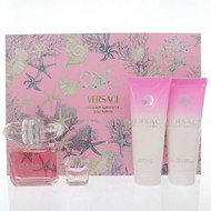 Versace Bright Crystal By Versace 4 Piece Gift Set - 3.0 Oz Eau De Toilette Spray, 0.17 Oz Eau De Toilette Splash, 3.4 Oz Body Lotion, 3.4 Oz Bath & Shower Gel For Women - Gift Set (8011003899807)