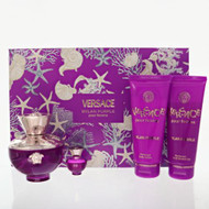 Versace Dylan Purple By Versace 4 Piece Gift Set - 3.4 Oz Eau De Parfum Spray, 0.17 Oz Eau De Parfum Spray, 3.4 Oz Bath And Shower Gel, 3.4 Oz Body Lotion For Women - Gift Set (8011003893416)