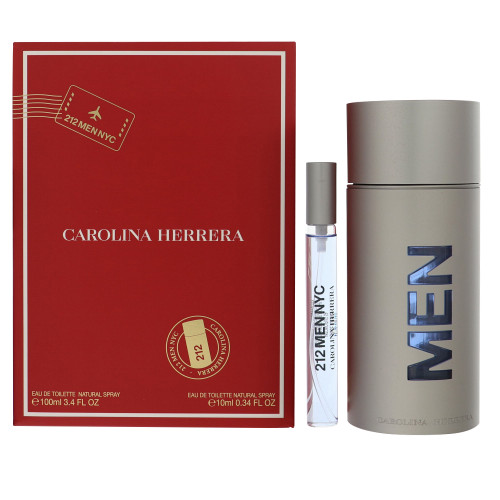 212 Men Nyc By Carolina Herrera 2 Piece Gift Set - 3.4 Oz Eau De Toilette Spray, 0.34 Oz Eau De Toilette Spray For Men - Gift Set (8411061092460)