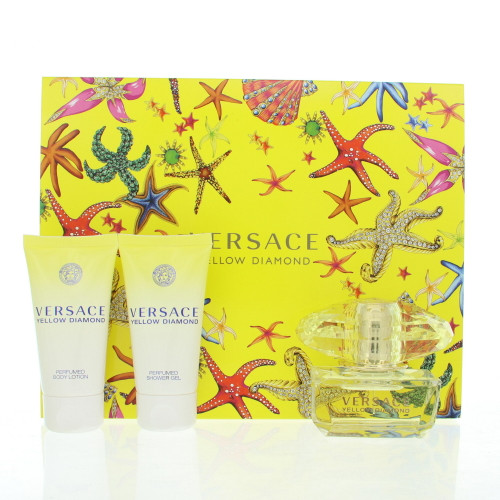 Versace Yellow Diamond By Versace 3 Piece Gift Set - 1.7 Oz Eau De Toilette Spray, 1.7 Oz Shower Gel, 1.7 Oz Body Lotion For Women - Gift Set (8011003879144)