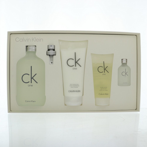 Ck One By Calvin Klein 4 Piece Gift Set - 6.7 Oz Eau De Toilette Spray, 0.5 Oz Eau De Toilette Splash, 6.7 Oz Body Wash, 3.3 Oz Skin Moisturizer For Unisex - Gift Set (3616305805867)