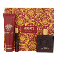Versace Eros Flame By Versace 3 Piece Gift Set - 3.4 Oz Eau De Parfum Spray, 0.3 Oz Eau De Parfum Splash, 5.0 Oz Shower Gel For Men - Gift Set (8011003900039)