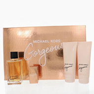 Michael Kors Gorgeous By Michael Kors 4 Piece Gift Set - 3.4 Oz Eau De Parfum Spray, 0.3 Oz Eau De Parfum Spray, 3.4 Oz Body Lotion, 3.4 Oz Shower Gel For Women - Gift Set (850049716628)