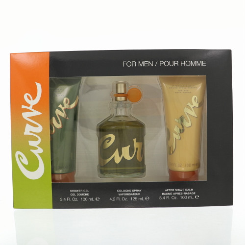 Curve By Liz Claiborne 3 Piece Set For Men: 4.2 Oz Eau De Cologne Spray, 3.4 Oz After Shave Balm, 3.4 Oz Shower Gel For Men - Gift Set (719346297127)