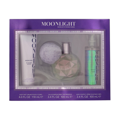 Moon Light By Ariana Grande 3 Piece Set For Women: 3.4 Oz Eau De Parfum Spray, 4 Oz Body Mist, 3.4 Oz Body Souffle For Women - Gift Set (810101504655)