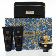 Versace Pour Femme Dylan Blue By Versace 4 Piece Gift Set - 3.4 Oz Eau De Parfum Spray, 3.4 Oz Bath & Shower Gel, 3.4 Oz Body Lotion,  Small Beauty Case For Women - Gift Set (8011003893362)