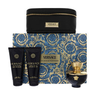 Versace Pour Femme Dylan Blue By Versace 4 Piece Gift Set - 3.4 Oz Eau De Parfum Spray, 3.4 Oz Bath & Shower Gel, 3.4 Oz Body Lotion, Small Beauty Case For Women - Gift Set (8011003893362)