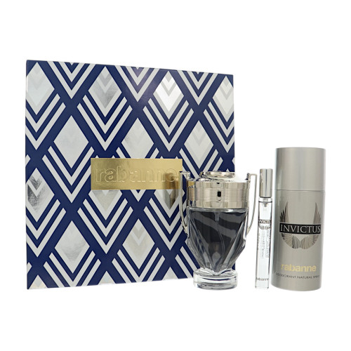 Paco Rabanne Invictus By Paco Rabanne 3 Piece Gift Set For Men - 3.4 Oz Eau De Toilette, 5.0 Oz  Deodorant, Mini Eau De Toilette For Men - Gift Set (3349668656608)