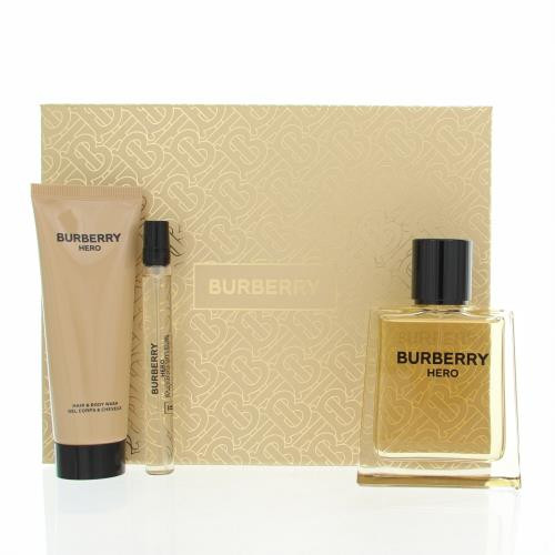 Burberry Hero By Burberry 3 Piece Gift Set - 3.3 Oz Eau De Toilette Spray, 0.33 Oz Eau De Toilette Spray, 2.5 Oz Shower Gel For Men - Gift Set (3616305255228)