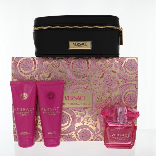 Versace Bright Crystal Absolu By Versace 4 Piece Gift Set - 3.0 Oz Eau De Parfum Spray, 3.4 Oz Perfumed Shower Gel, 3.4 Oz Perfumed Body Lotion,  Beauty Case For Women - Gift Set (8011003893263)