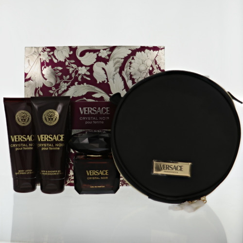 Versace Crystal Noir By Versace 3 Piece Set For Women: 3 Oz Eau De Parfum Spray, 3.4 Oz Bath & Shower Gel, 3.4 Oz Body Lotion For Women - Gift Set (8011003902866)