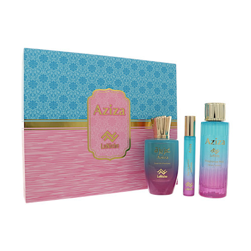 Aziza By Luniche 3 Piece Set For Unisex: 3.4 Oz Eau De Parfum Spray, 0.3 Oz Eau De Parfum, 3.4 Oz Fragrance Mist For Unisex - Gift Set (850068869497)