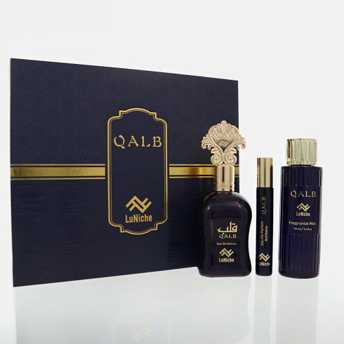 Qalb By Luniche 3 Piece Set For Unisex: 3.4 Oz Eau De Parfum Spray, 0.3 Oz Eau De Parfum, 3.4 Oz Fragrance Mist For Unisex - Gift Set (850068869480)