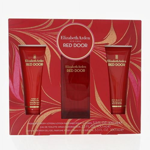 Red Door By Elizabeth Arden 3 Piece Gift Set - 3.3 Oz Eau De Toilette Spray, 3.3 Oz Body Lotion, 3.3 Oz Bath & Shower Gel For Women - Gift Set (085805374938)