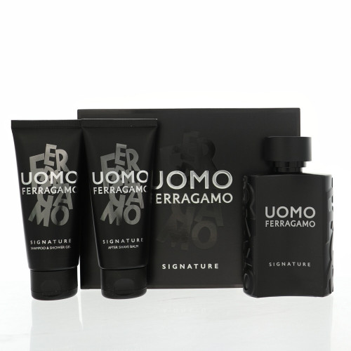 Uomo Signature By Salvatore Ferragamo 3 Piece Gift Set - 3.4 Oz Eau De Parfum Spray, 3.4 Oz Shampoo And Shower Gel, 3.4 Oz After Shave Balm For Men - Gift Set (8052464898879)