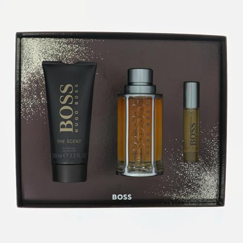Boss The Scent By Hugo Boss 3 Piece Set For Men: 3.3 Oz Eau De Toilette Spray, 0.33 Oz Eau De Toilette Spray, 3.3 Oz Shower Gel For Men - Gift Set (3616305439550)