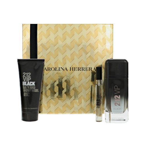 212 Vip Black By Carolina Herrera 3.4 Oz Eau De Parfum Spray For Men - Gift Set (8411061122501)