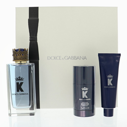 K King By Dolce & Gabbana 3 Piece Set For Men: 3.3 Oz Eau De Toilette Spray, 1.69 Oz Shower Gel, 2.6 Oz Stick Deodorant For Men - Gift Set (8054754403442)