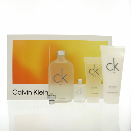 Ck One By Calvin Klein 4 Piece Set For Unisex: 6.7 Oz Eau De Toilette Spray, 0.5 Oz Eau De Toilette Splash, 6.7 Oz Skin Moisturizer, 3.3 Oz Body Wash For Unisex - Gift Set (3616306728141)