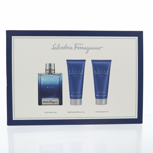 Acqua Essenziale Blu By Salvatore Ferragamo 3 Piece Gift Set - 3.4 Oz Eau De Toilette Spray, 3.4 Oz Shampoo And Shower Gel, 3.4 Oz After Shave Balm For Men - Gift Set (8052464897728)